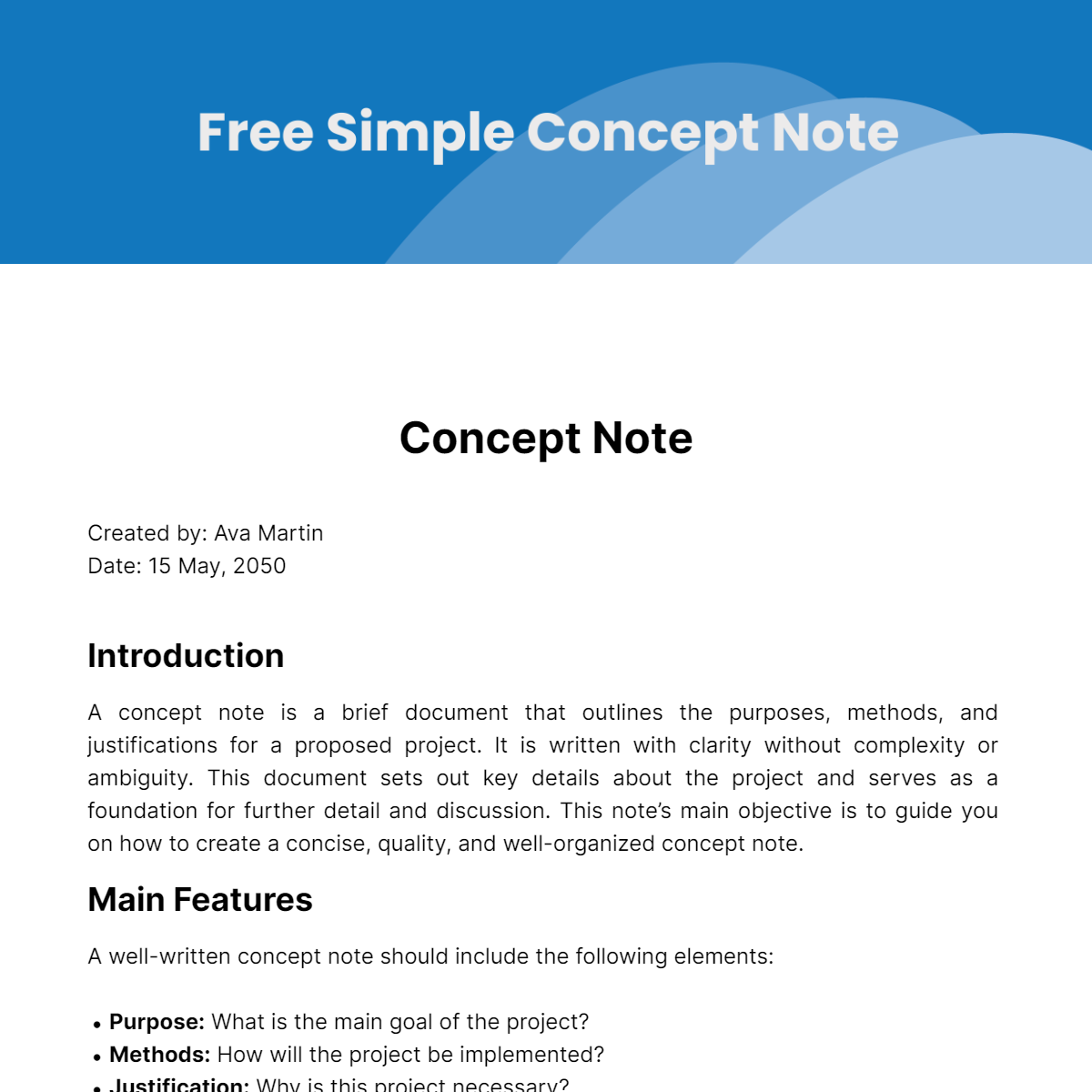 Simple Concept Note Template