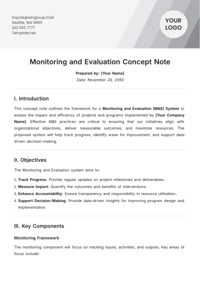 Free Monitoring and Evaluation Concept Note Template to Edit Online