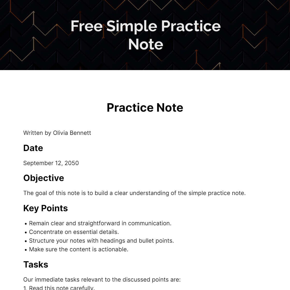 Simple Practice Note Template