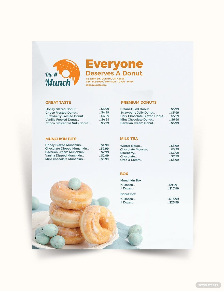 Food Menu Price List Template In GDocsLink Photoshop Pages 