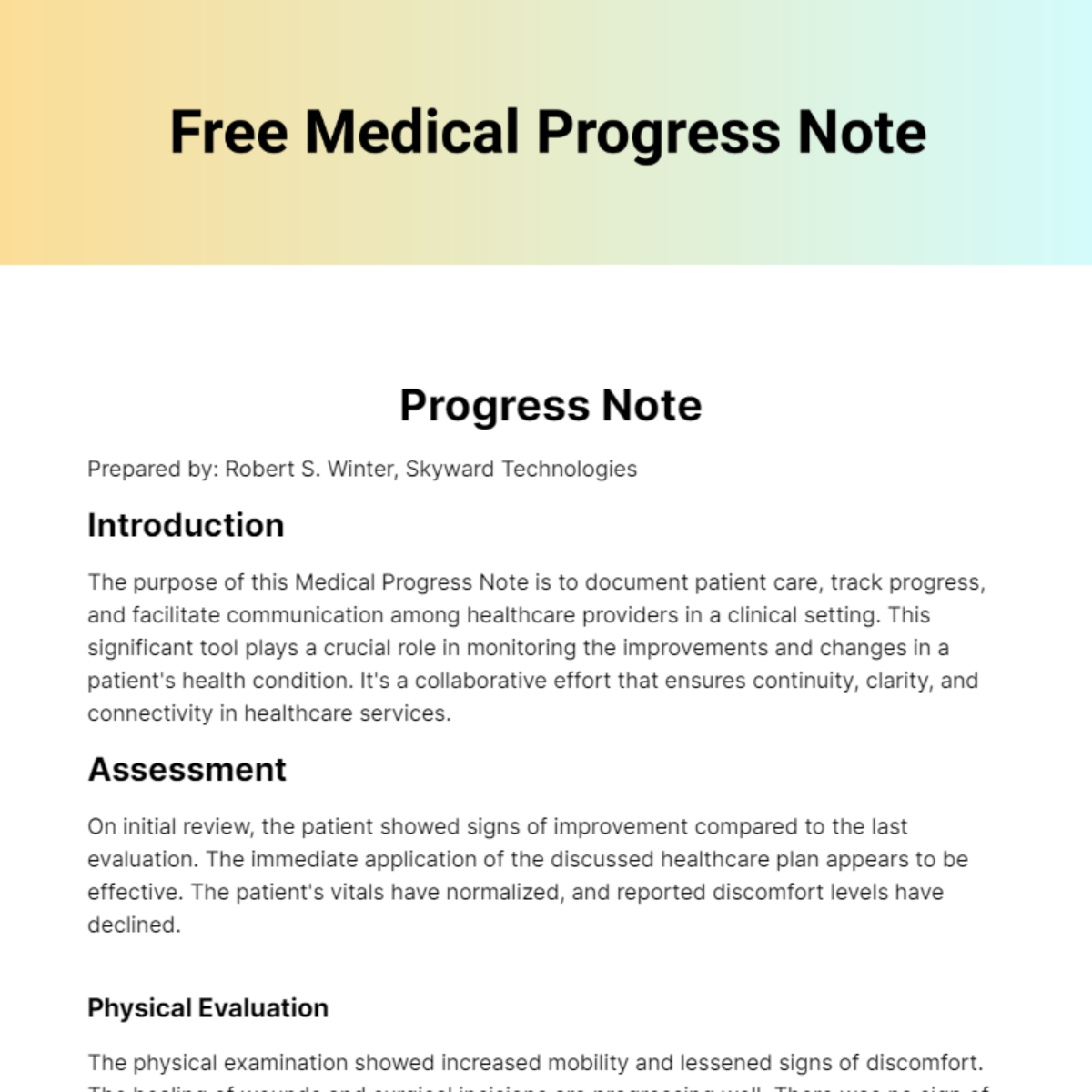 Medical Progress Note Template