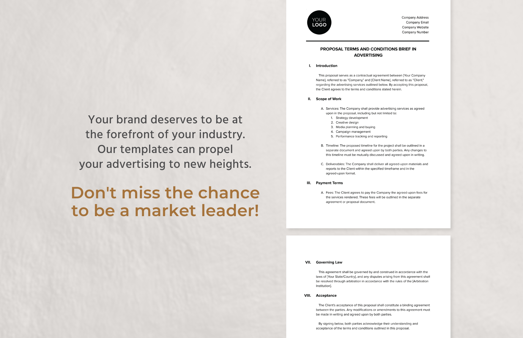 Proposal Terms and Conditions Brief in Advertising Template