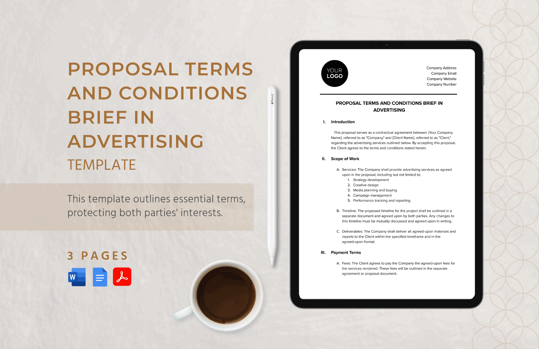 Proposal Terms and Conditions Brief in Advertising Template