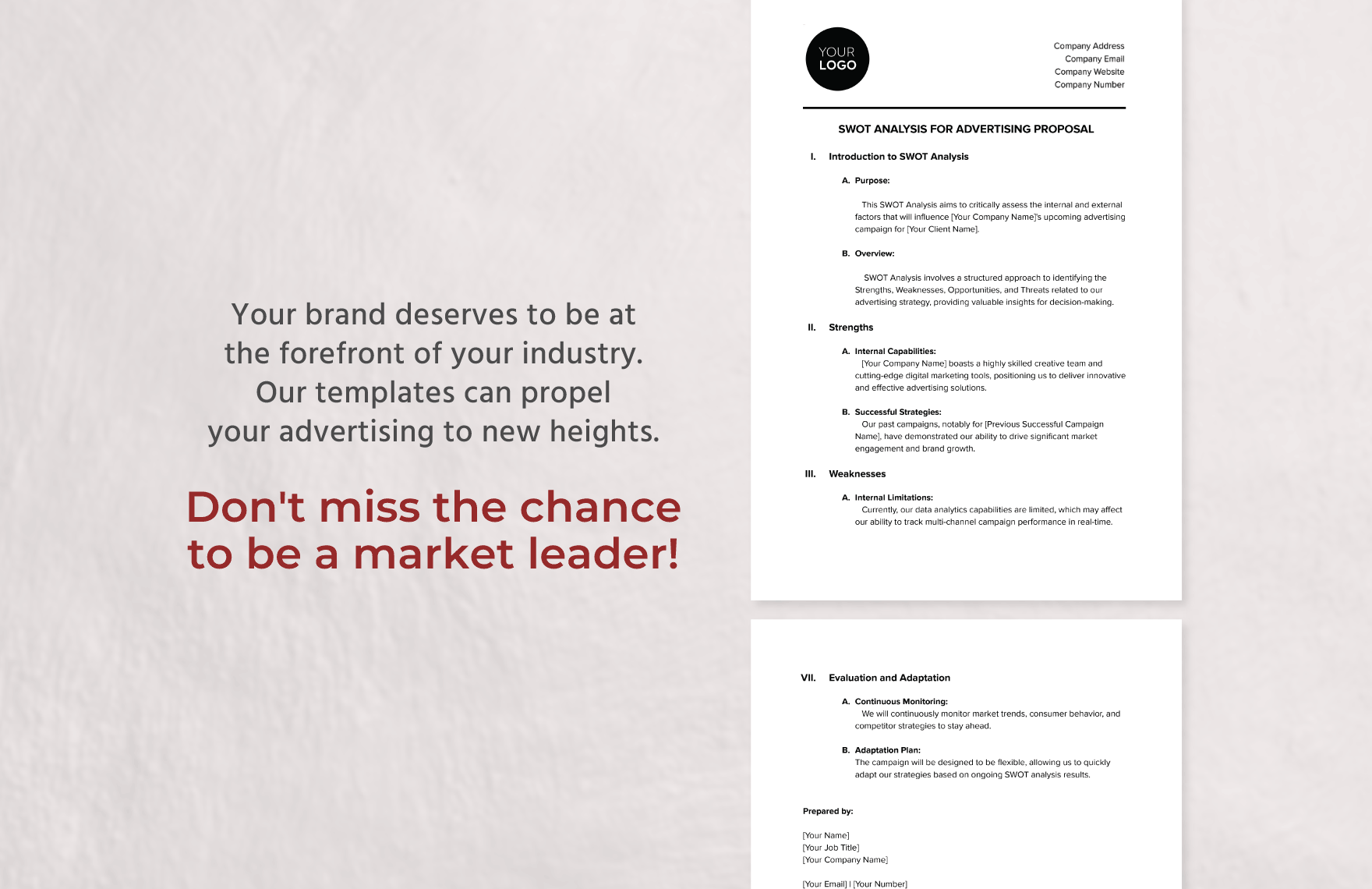 SWOT Analysis for Advertising Proposal Template
