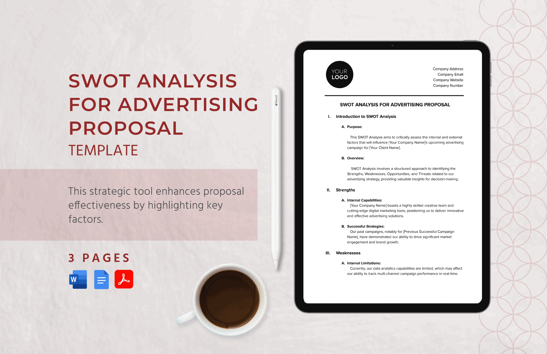 SWOT Analysis for Advertising Proposal Template in Word, Google Docs, PDF