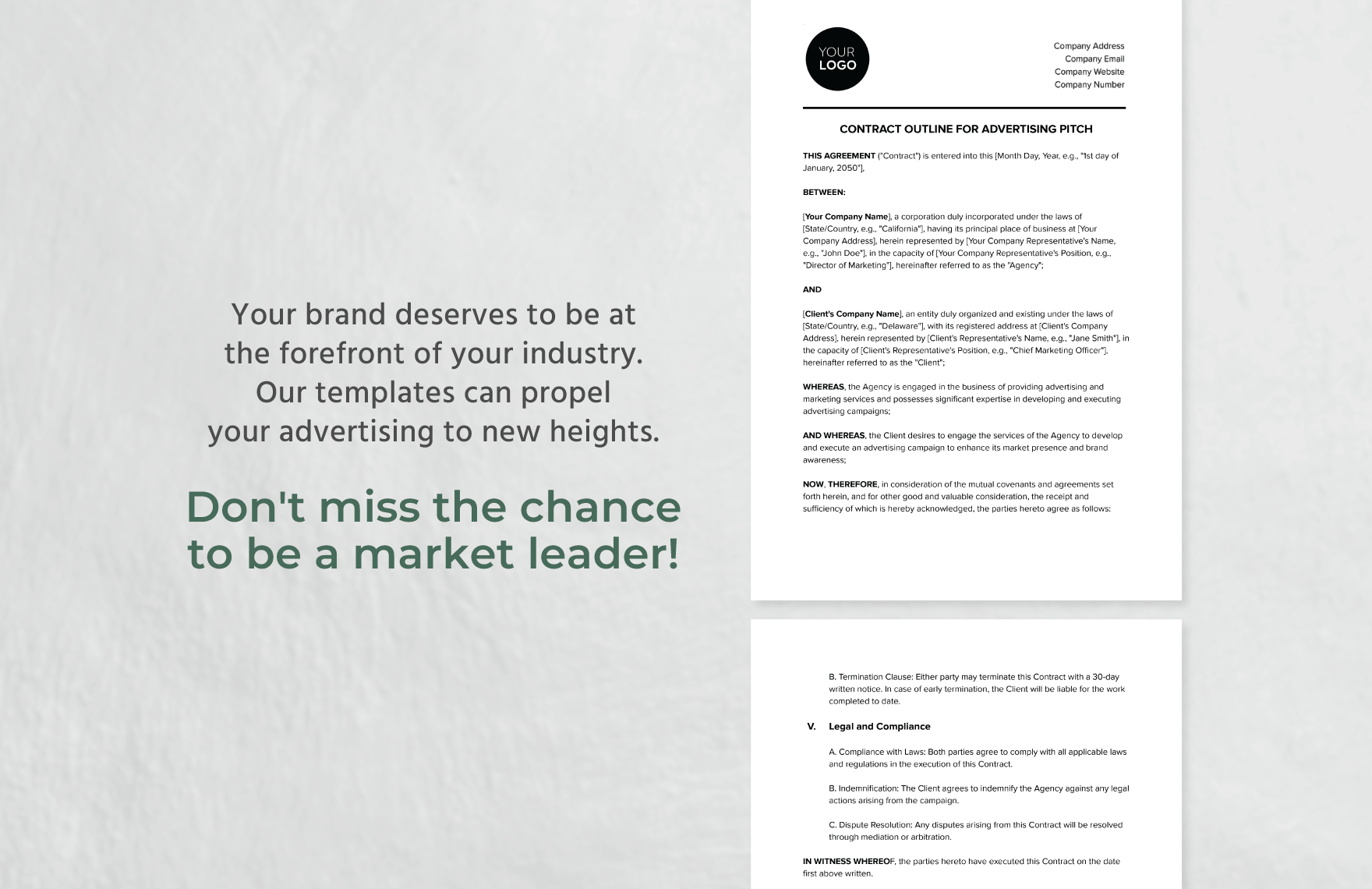 Contract Outline for Advertising Pitch Template