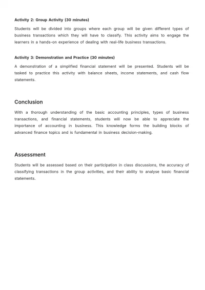 Free Accounting Lesson Note Template to Edit Online