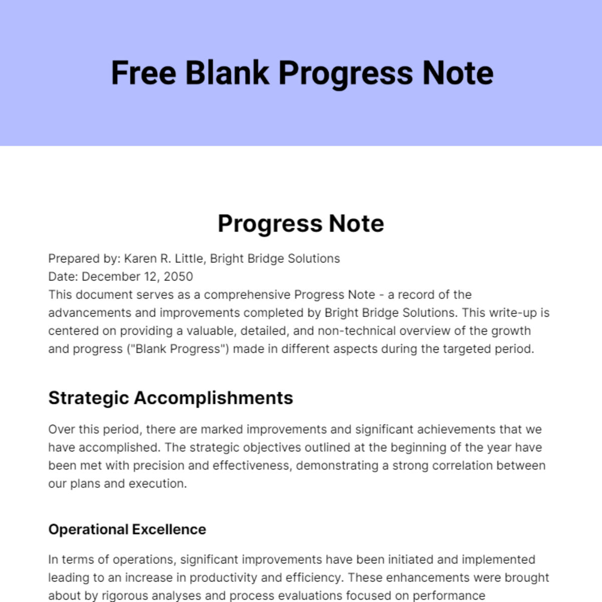 Blank Progress Note Template