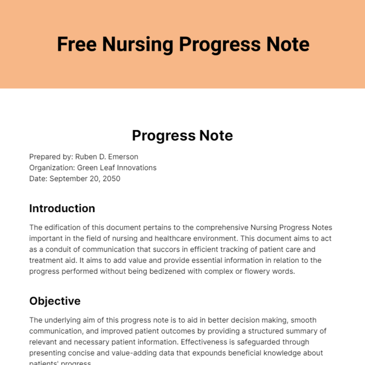 Nursing Progress Note  Template