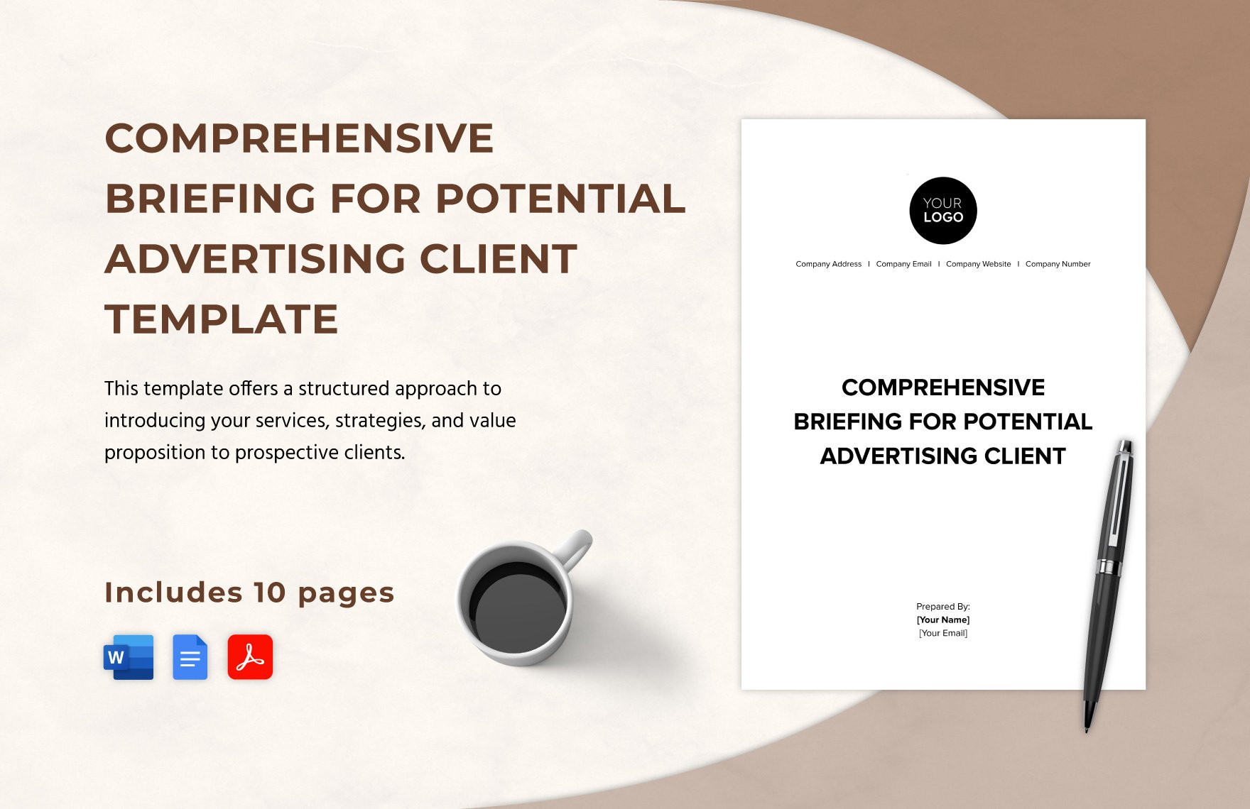 Comprehensive Briefing for Potential Advertising Client Template in Word, Google Docs, PDF