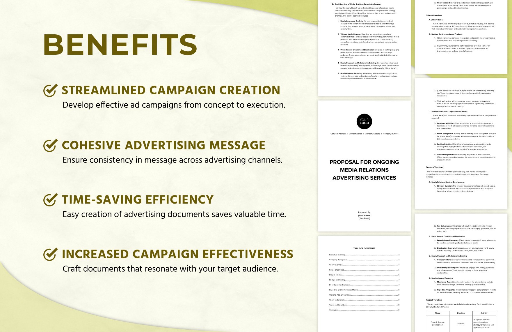 Proposal for Ongoing Media Relations Advertising Services Template