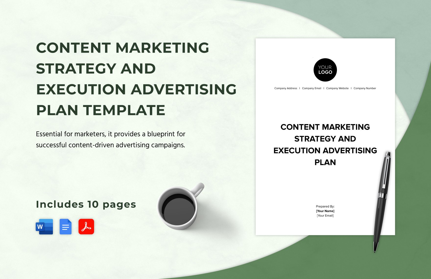 Content Marketing Strategy and Execution Advertising Plan Template in Word, Google Docs, PDF