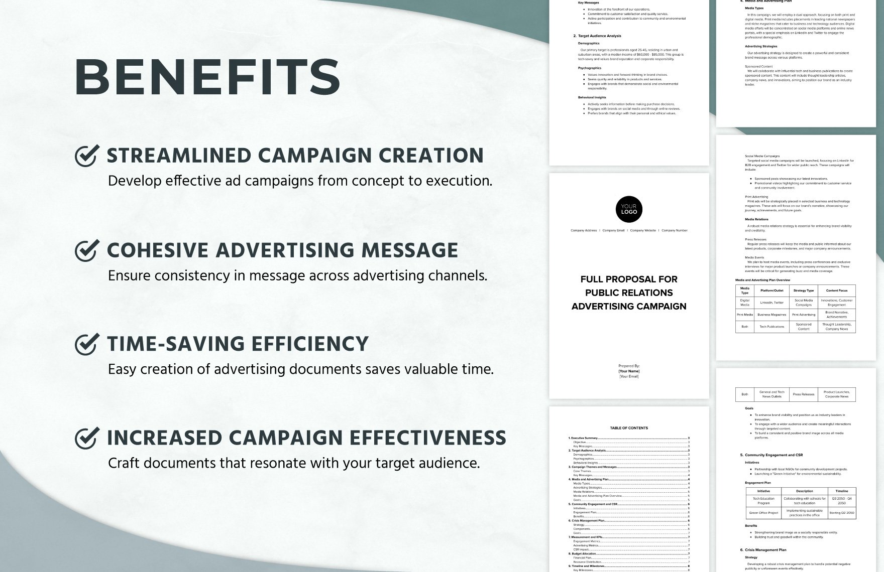Full Proposal for Public Relations Advertising Campaign Template