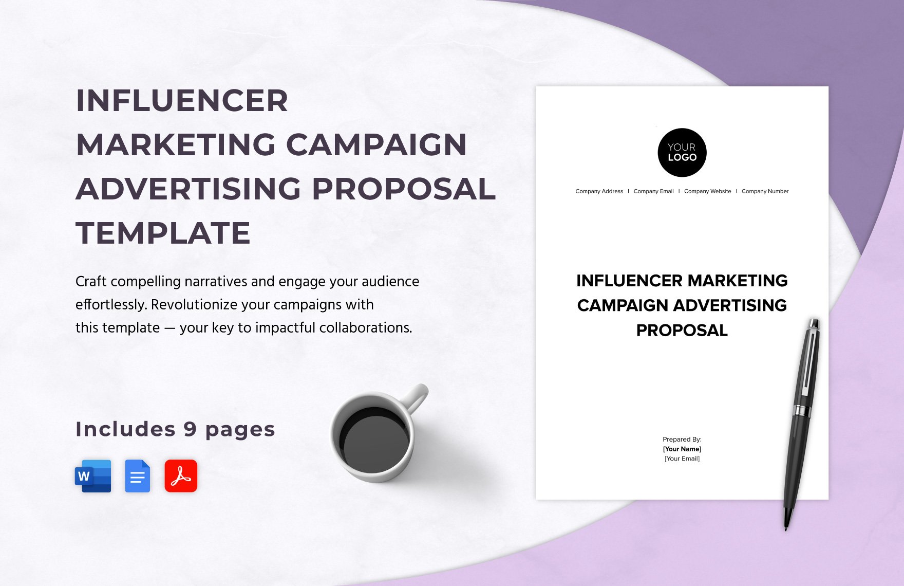 Influencer Marketing Campaign Advertising Proposal Template in Word, Google Docs, PDF