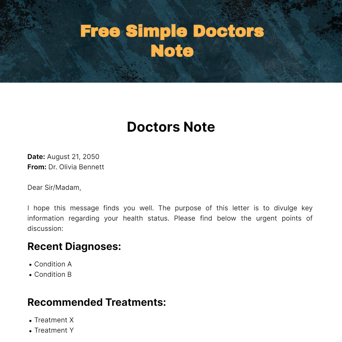 Simple Doctors Note Template