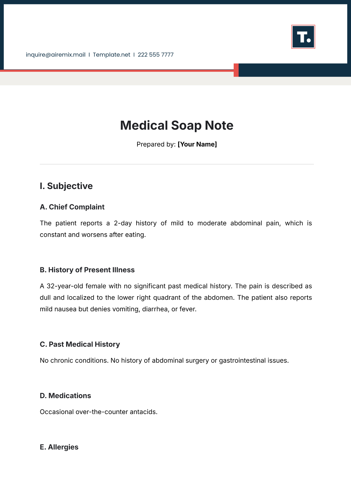 Medical Soap Note Template - Edit Online & Download