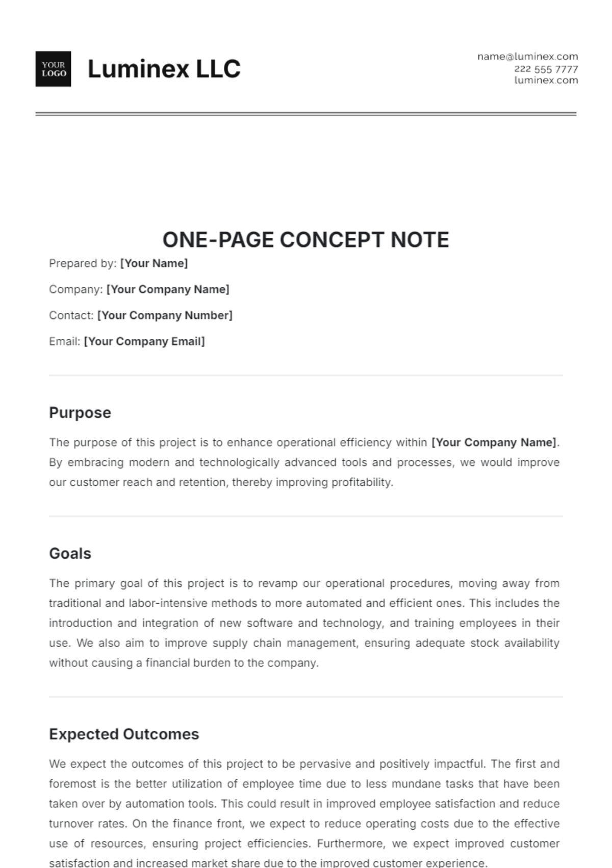 One Page Concept Note Template - Edit Online & Download