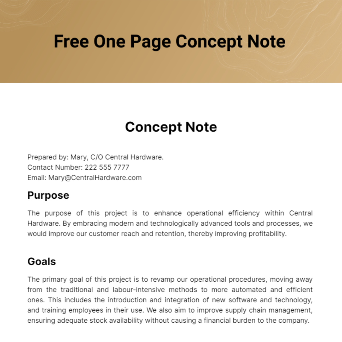 Free One Page Concept Note Template