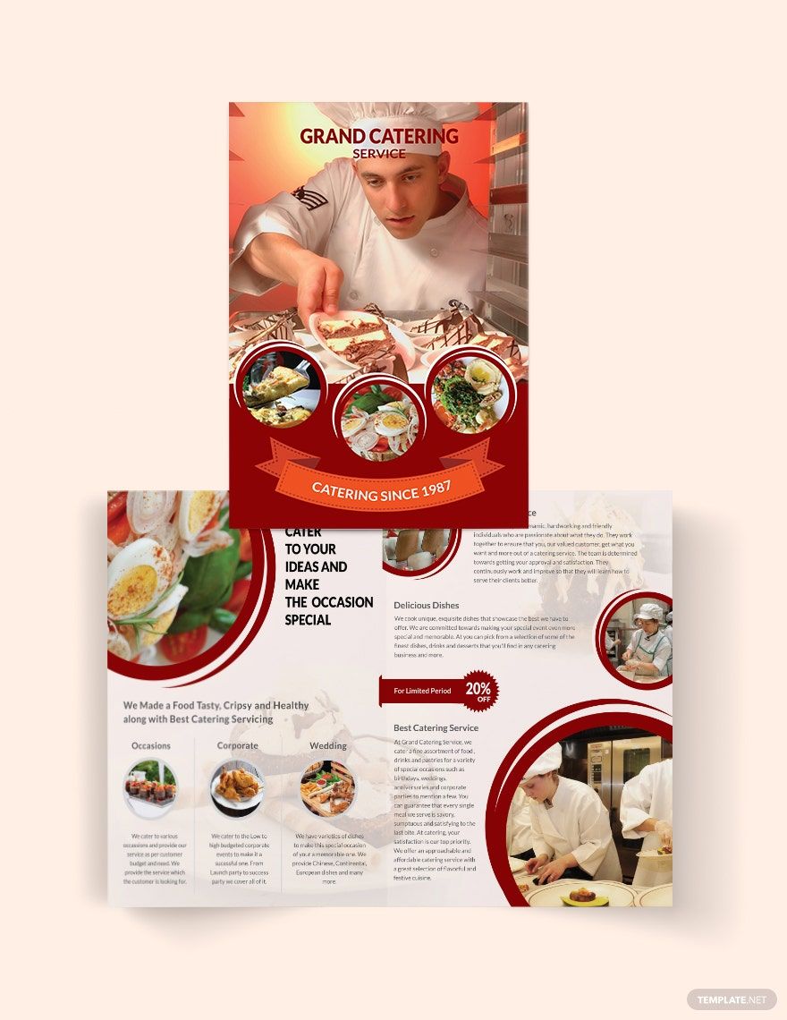 Catering Service Bi-Fold Brochure Template