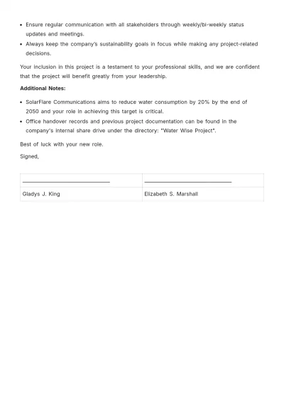 Free Office Handover Note Template to Edit Online