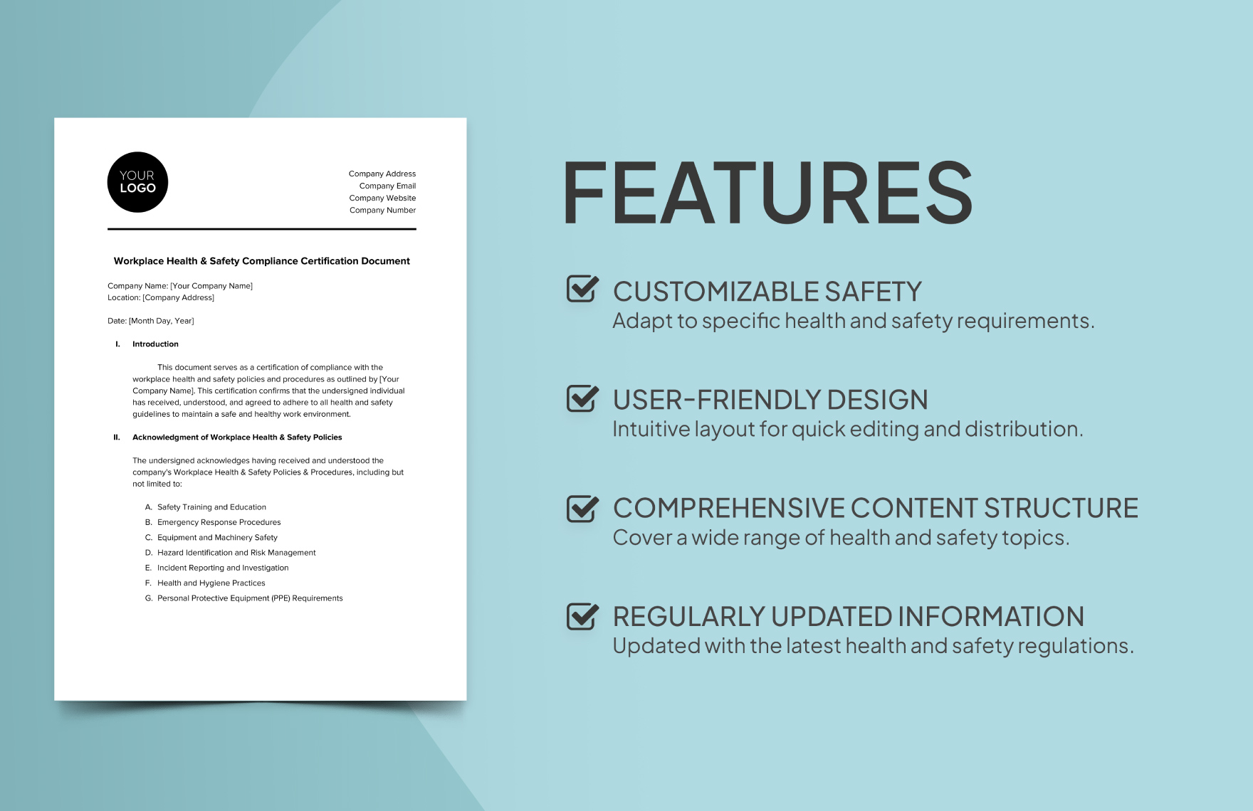 Workplace Health & Safety Compliance Certification Document Template