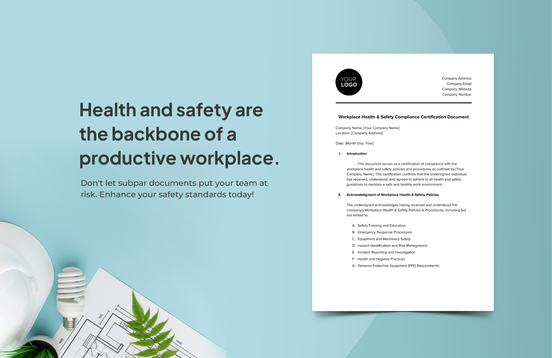 Workplace Health & Safety Compliance Certification Document Template