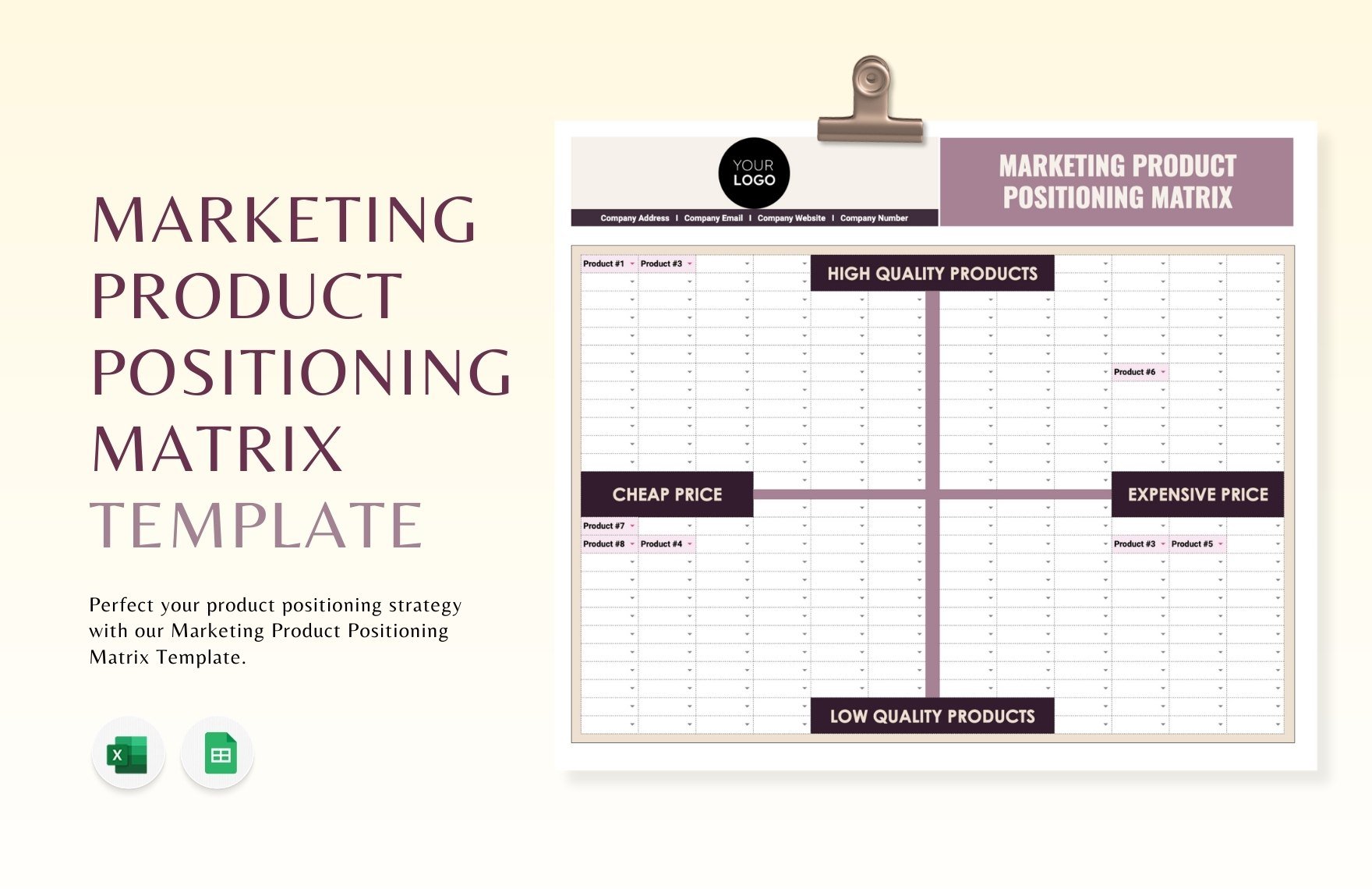 Marketing Product Positioning Matrix Template