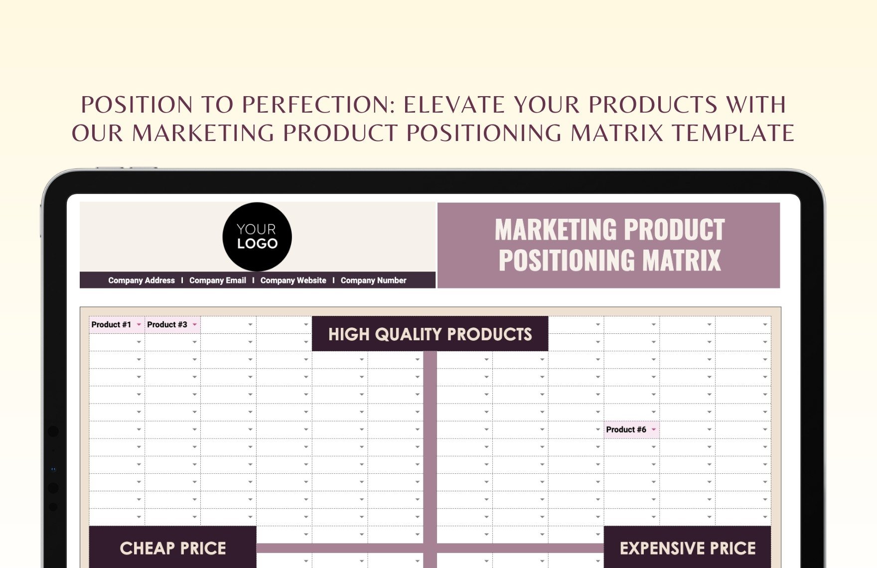 Marketing Product Positioning Matrix Template