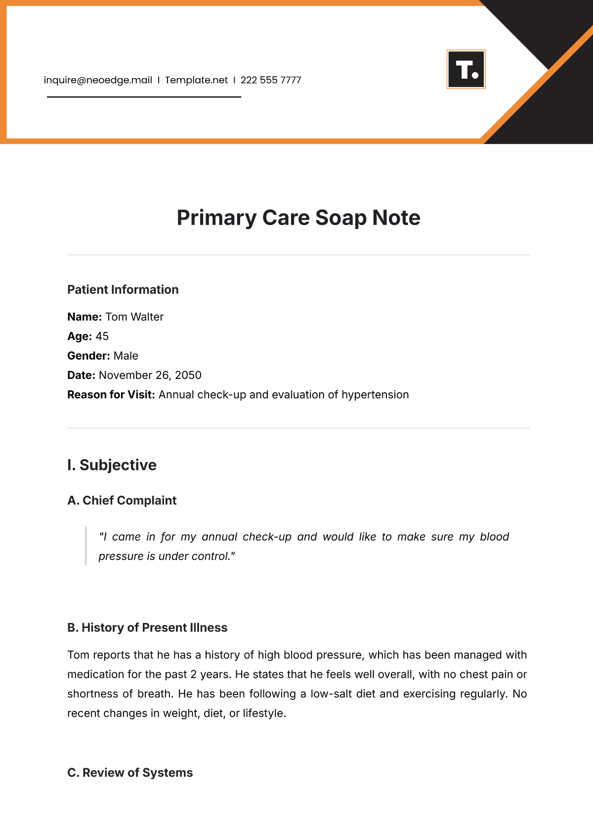 Primary Care Soap Note Template - Edit Online & Download