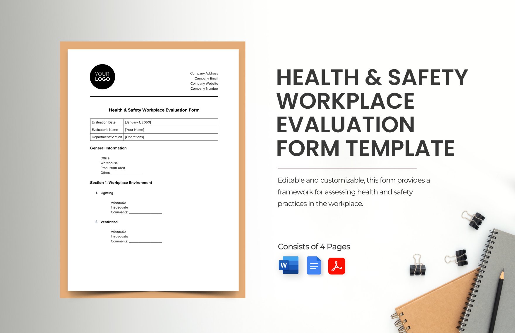 Health & Safety Workplace Evaluation Form Template