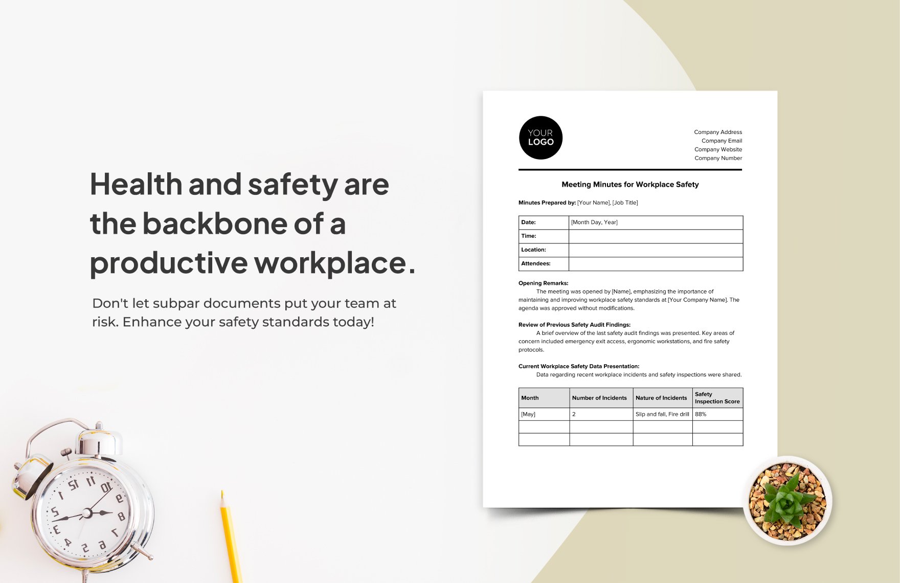 Meeting Minutes for Workplace Safety Template