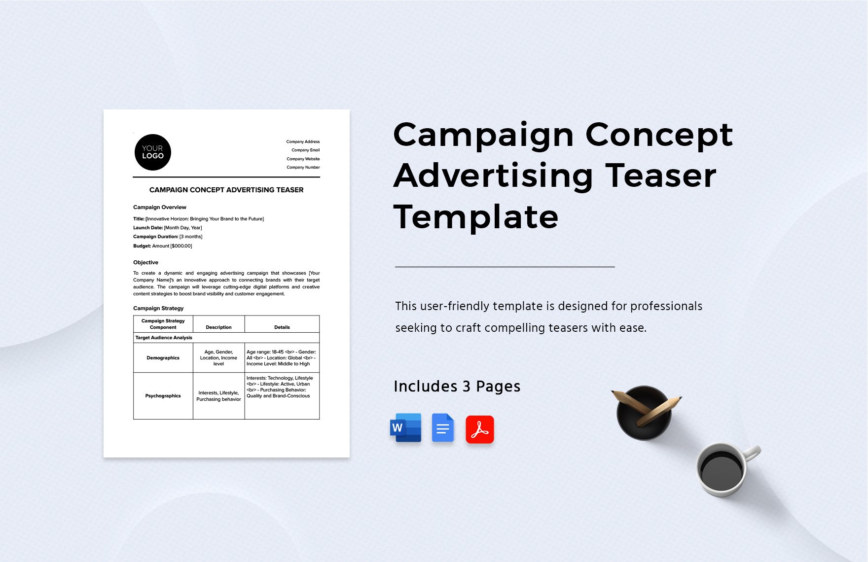 Campaign Concept Advertising Teaser Template in Word, Google Docs, PDF
