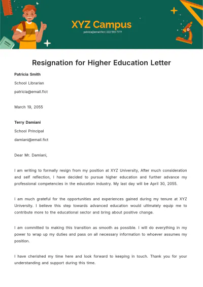 Free Resignation for Higher Education Letter Template to Edit Online
