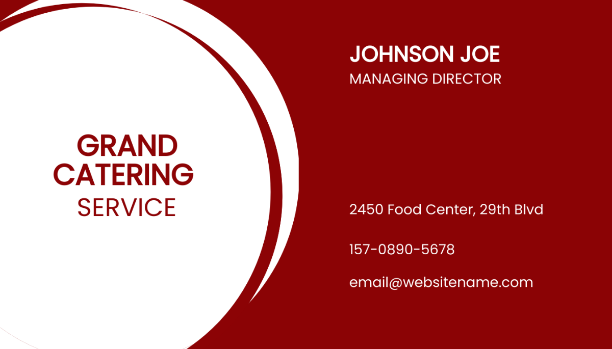 Professional Catering Service Business Card Template