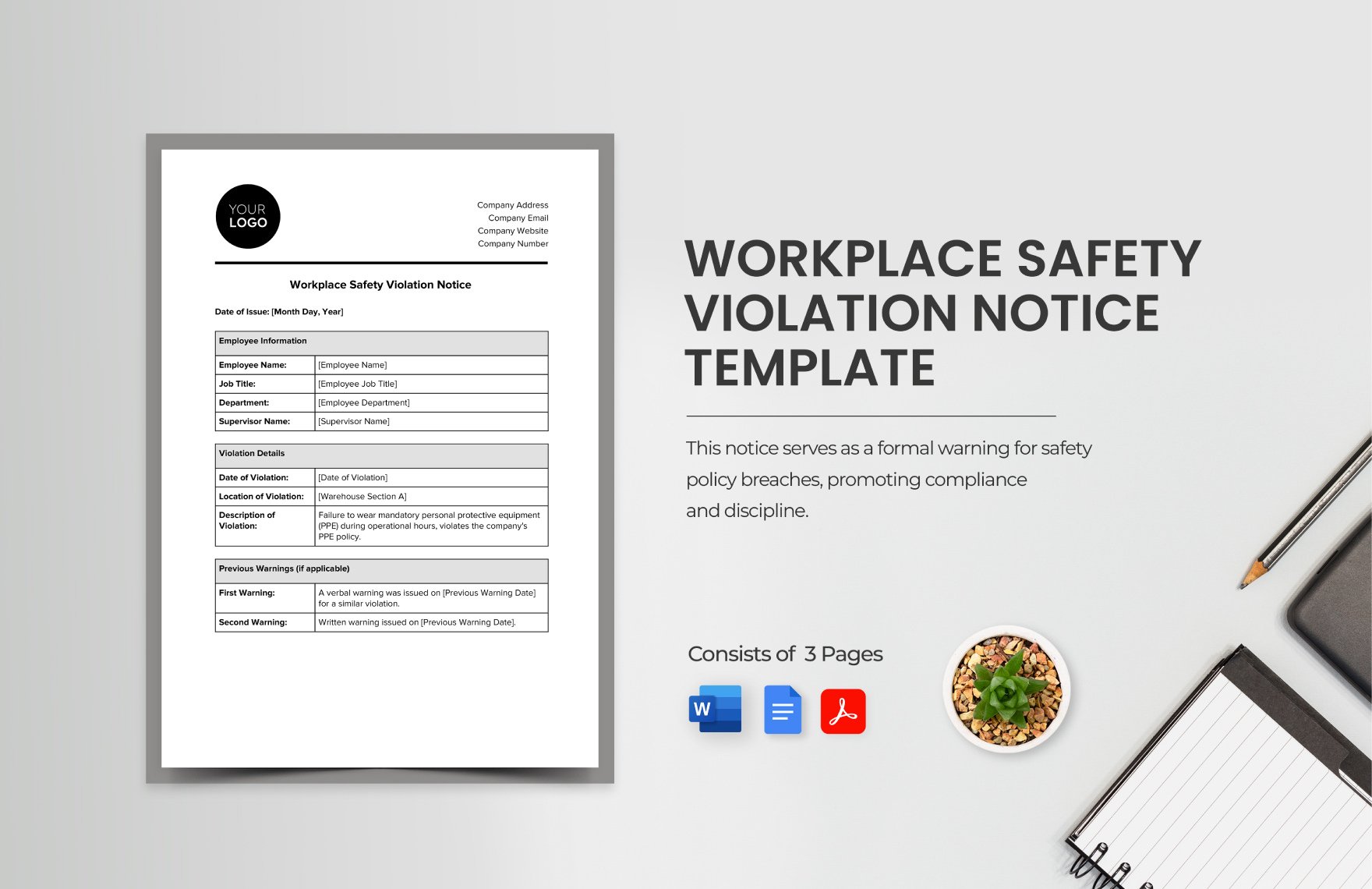 Workplace Safety Violation Notice Template