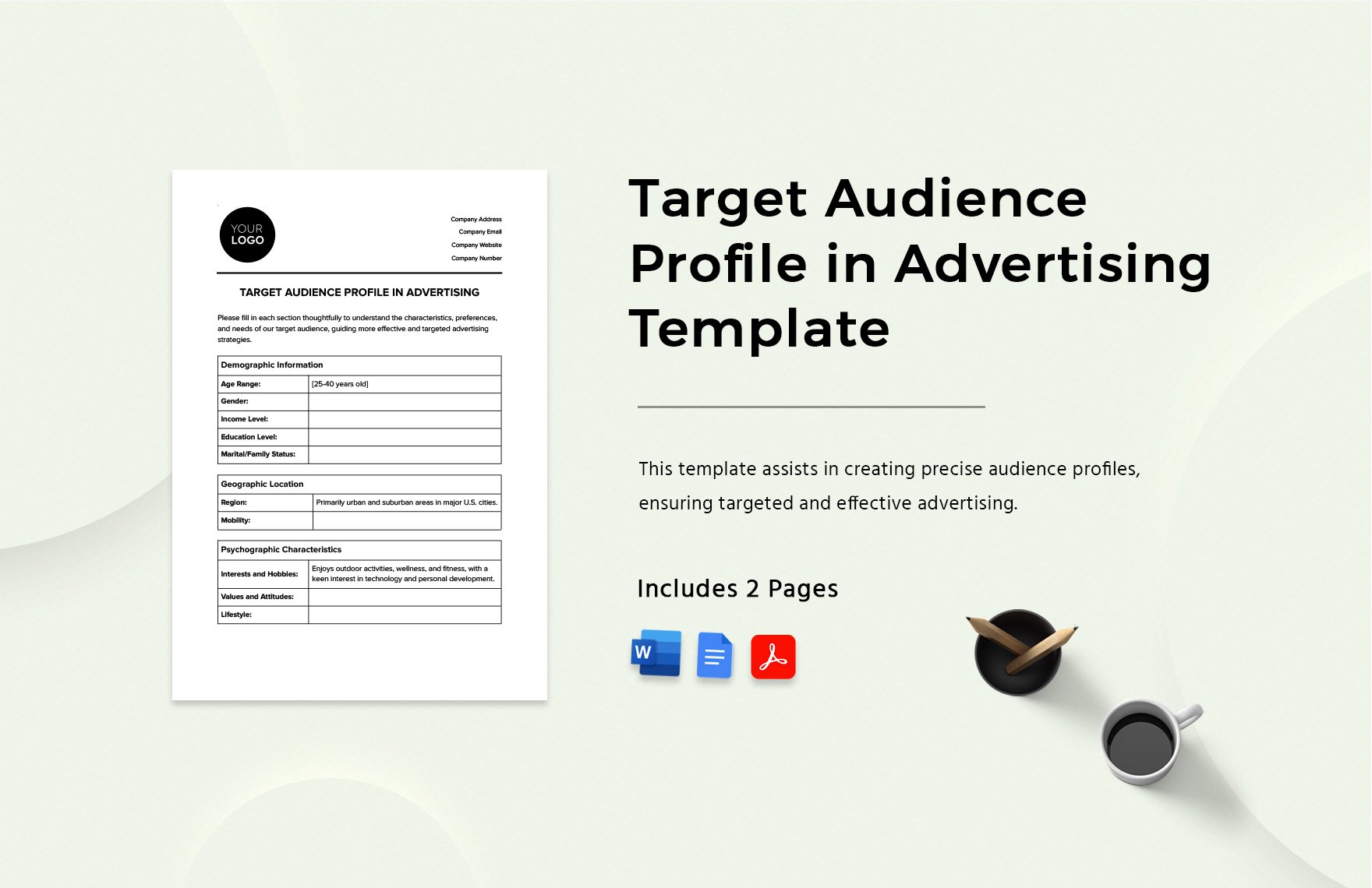 Target Audience Profile in Advertising Template in Word, Google Docs, PDF