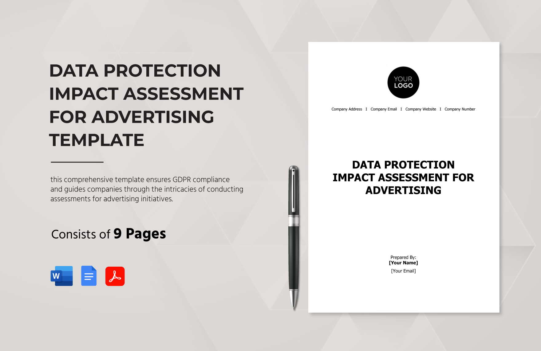 Data Protection Impact Assessment for Advertising Template in Word, Google Docs, PDF