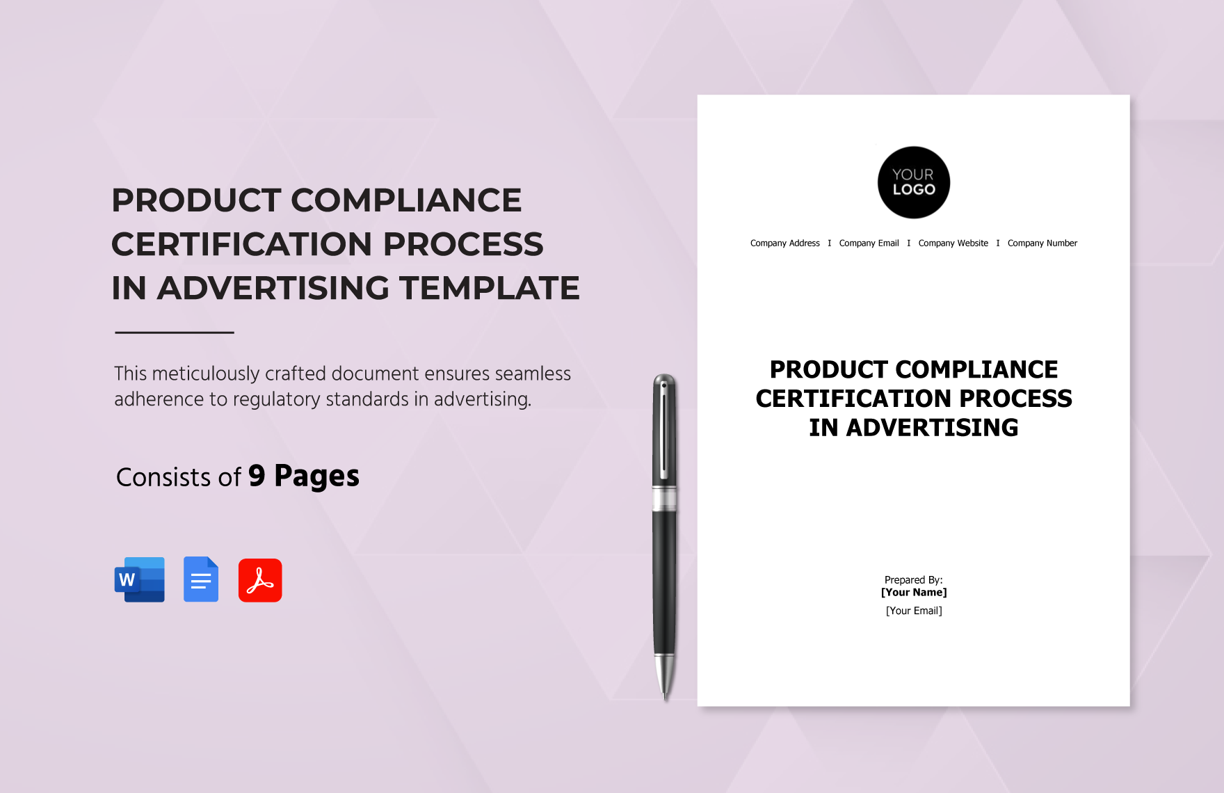 Product Compliance Certification Process in Advertising Template in Word, Google Docs, PDF