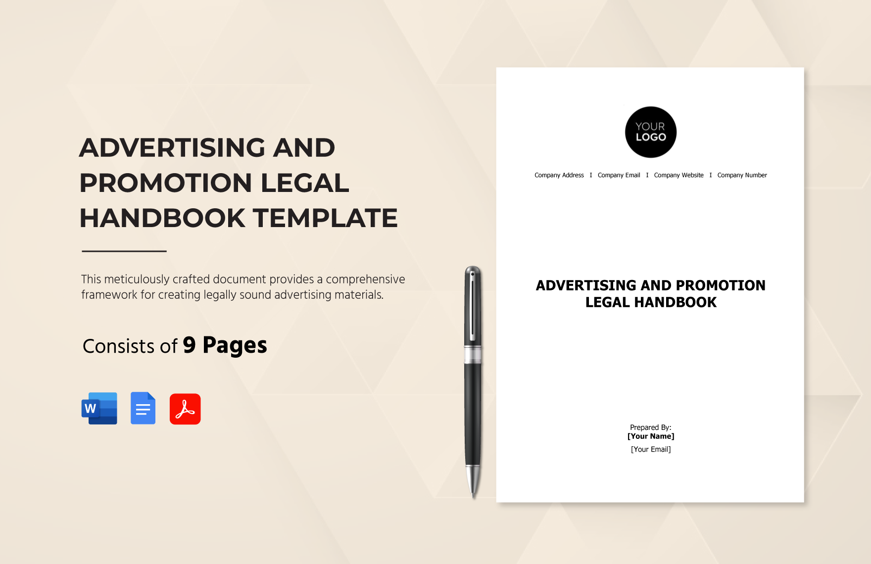 Advertising and Promotion Legal Handbook Template in Word, Google Docs, PDF
