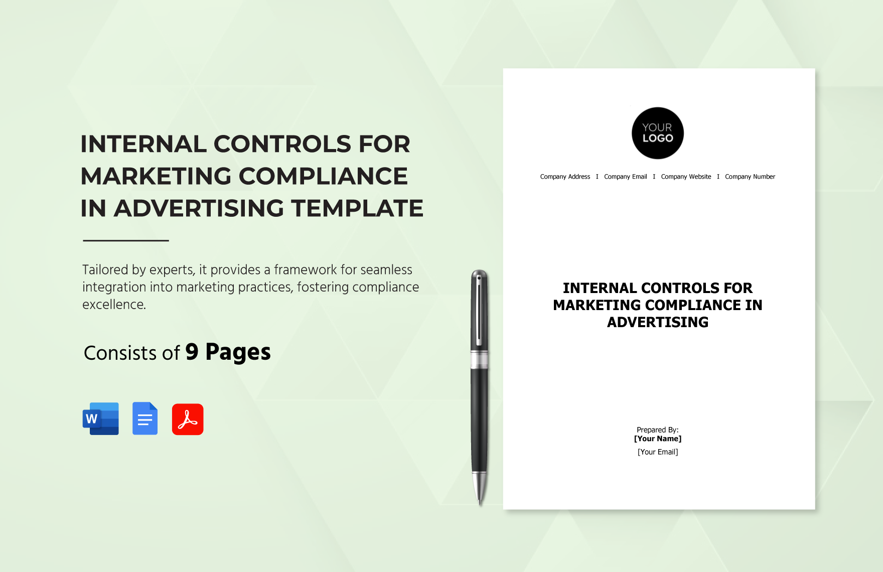 Internal Controls for Marketing Compliance in Advertising Template in Word, Google Docs, PDF