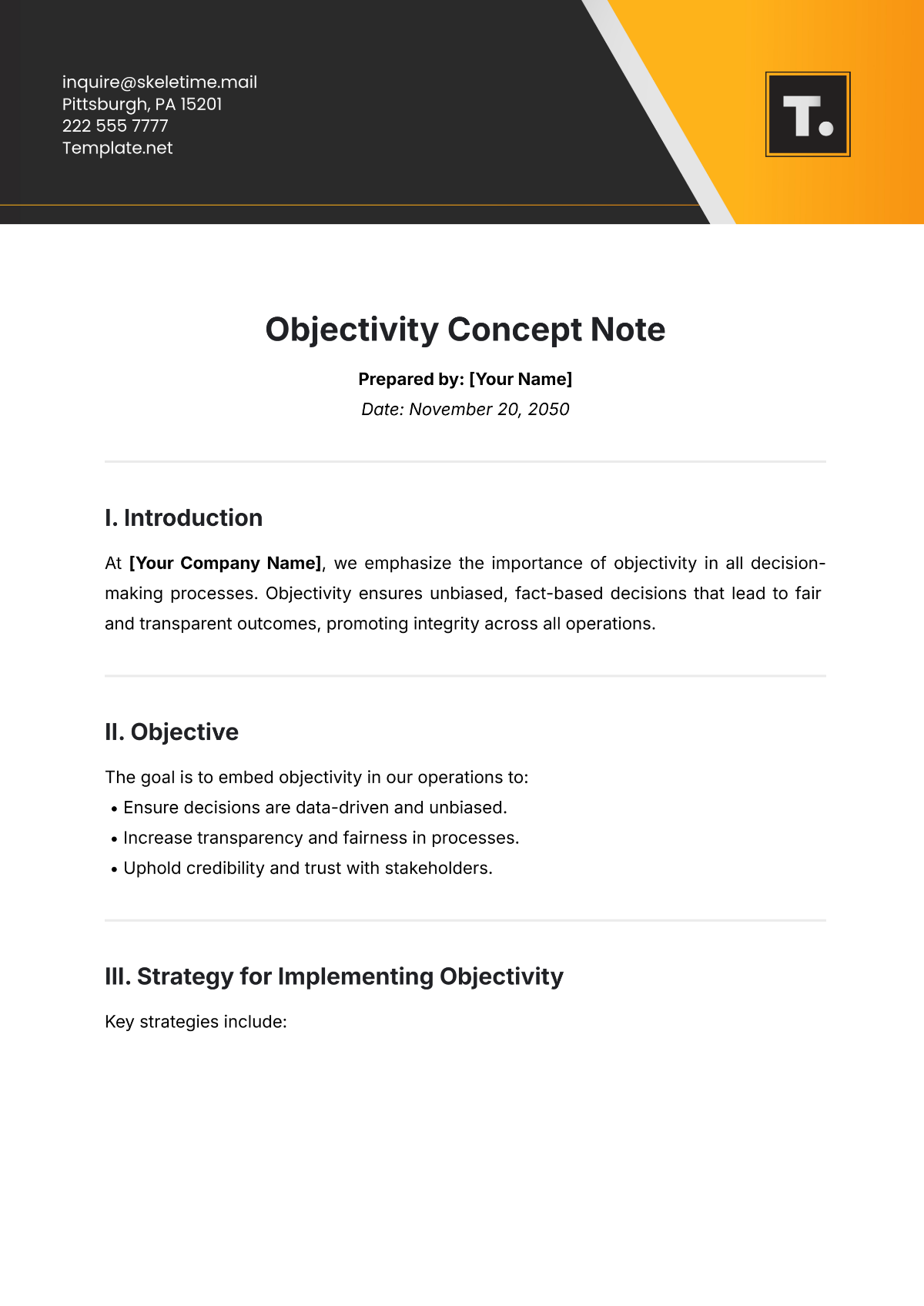 Objectivity Concept Note Template