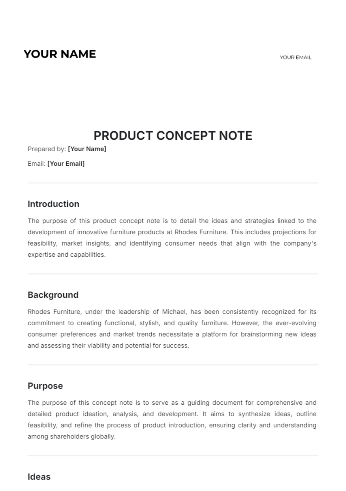 Product Concept Note Template - Edit Online & Download