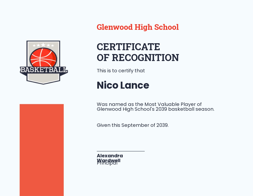 Basketball MVP Certificate Template - Google Docs, Illustrator Pertaining To Basketball Camp Certificate Template
