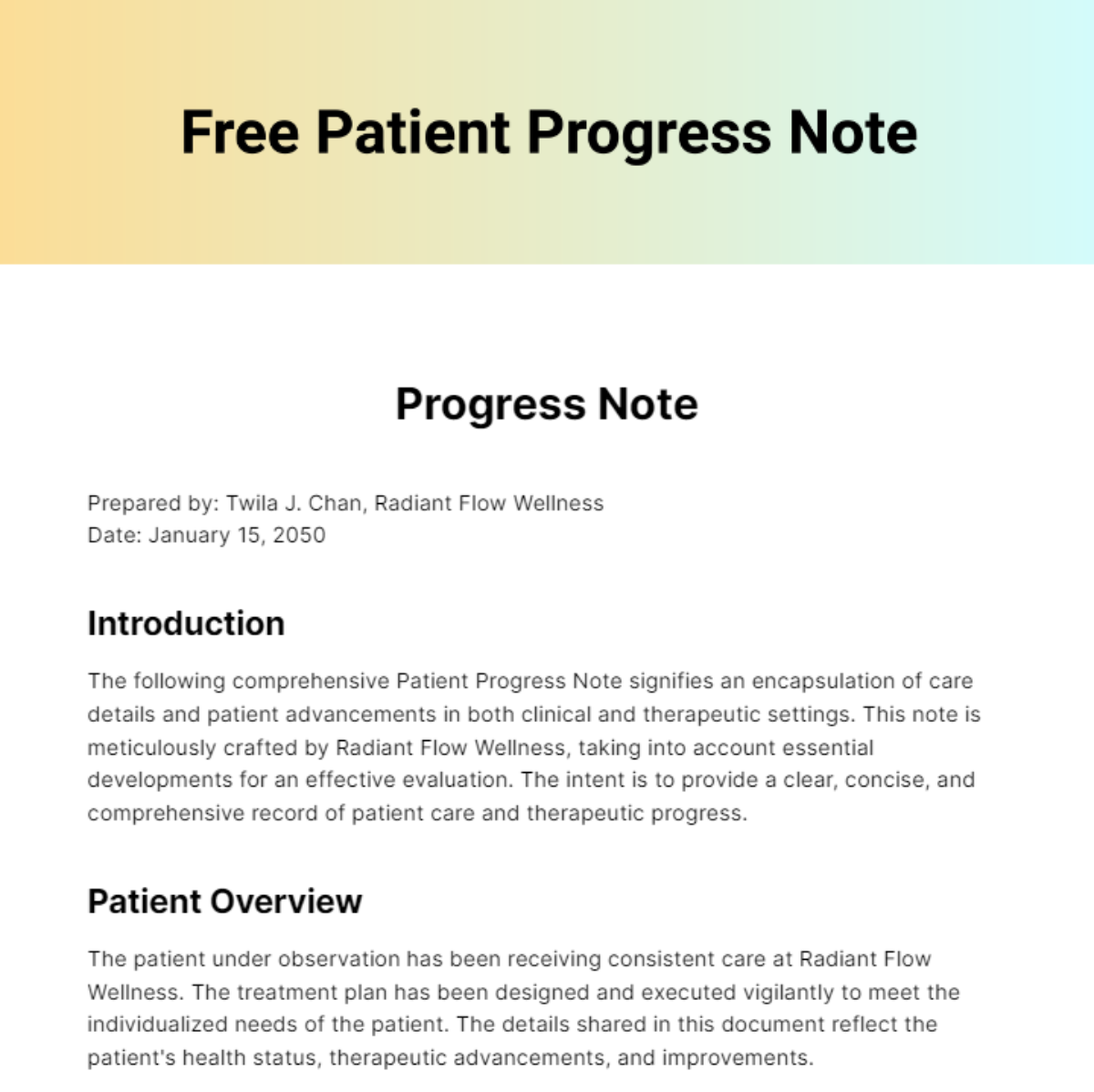 Patient Progress Note Template