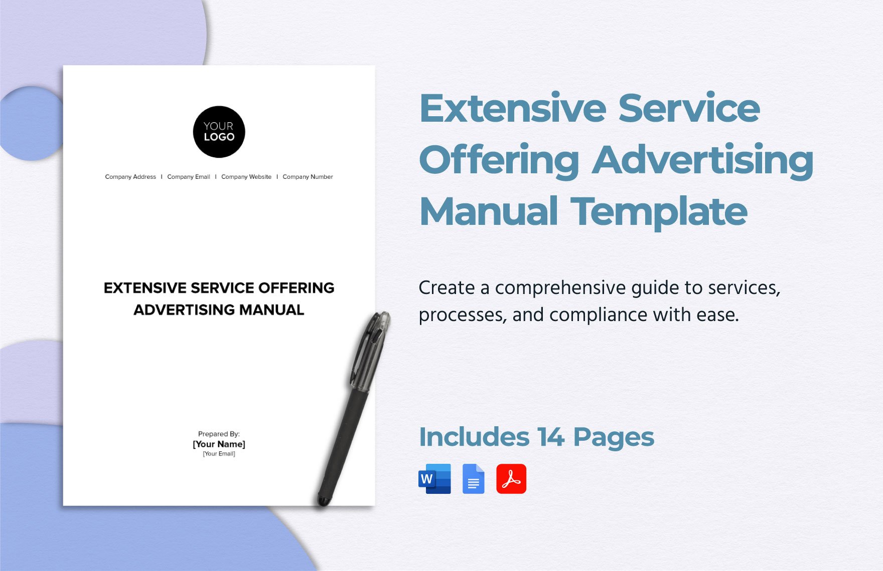 Extensive Service Offering Advertising Manual Template