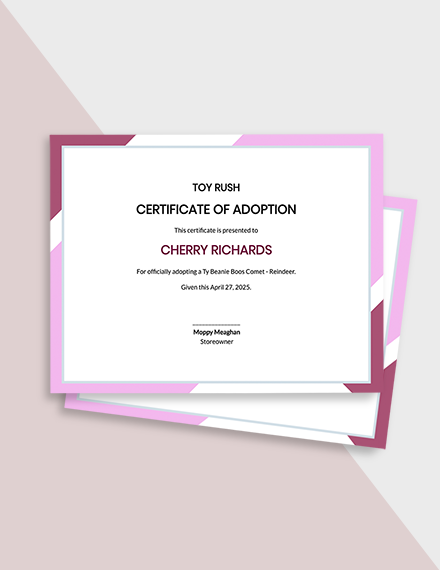 FREE Adoption Certificate Template - Download in Word, Google Docs ...