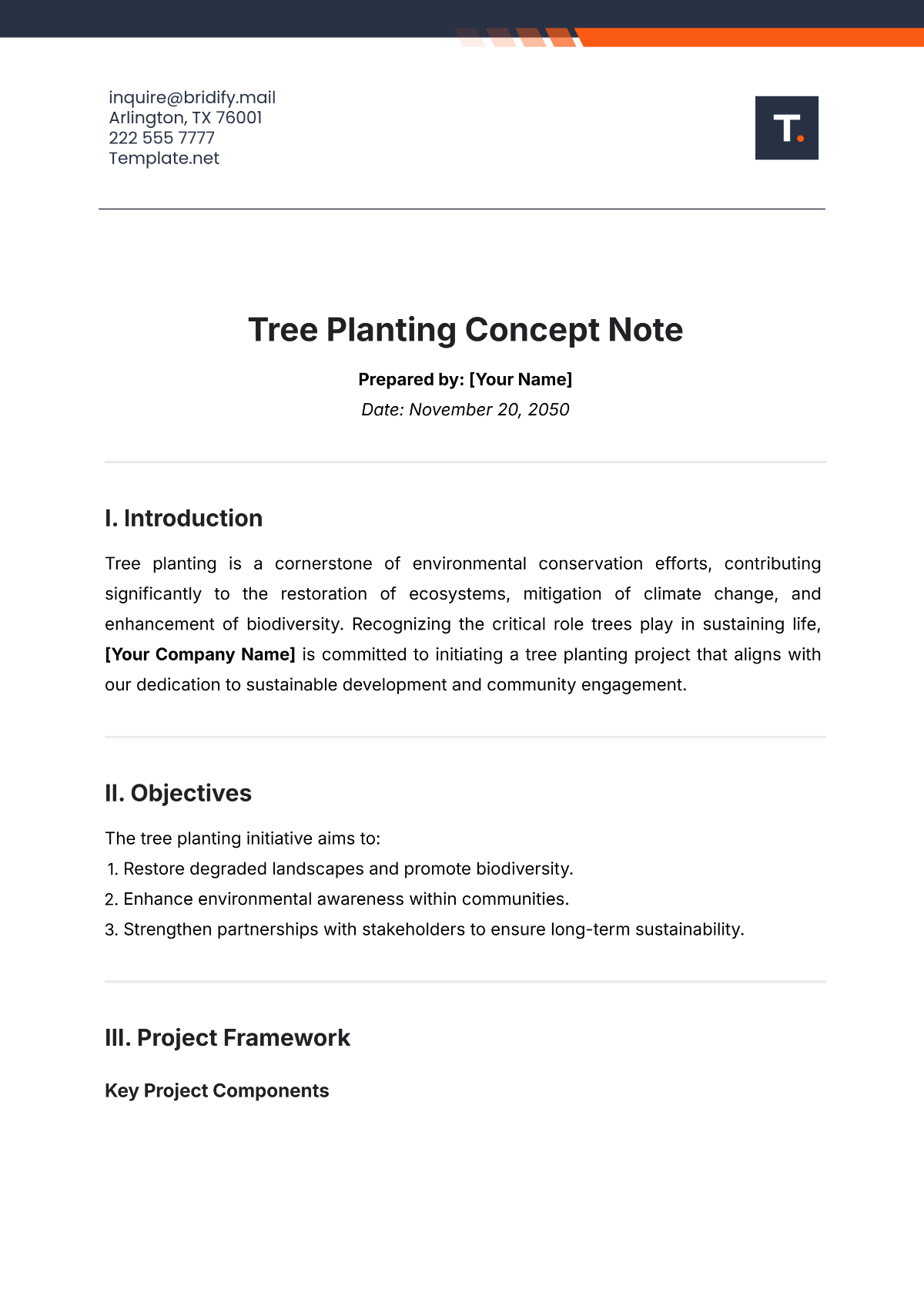 Tree Planting Concept Note Template