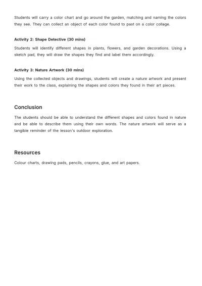 Free Kindergarten Lesson Note Template to Edit Online