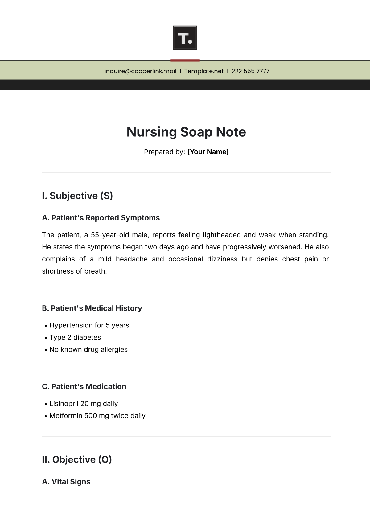 Nursing Soap Note Template - Edit Online & Download