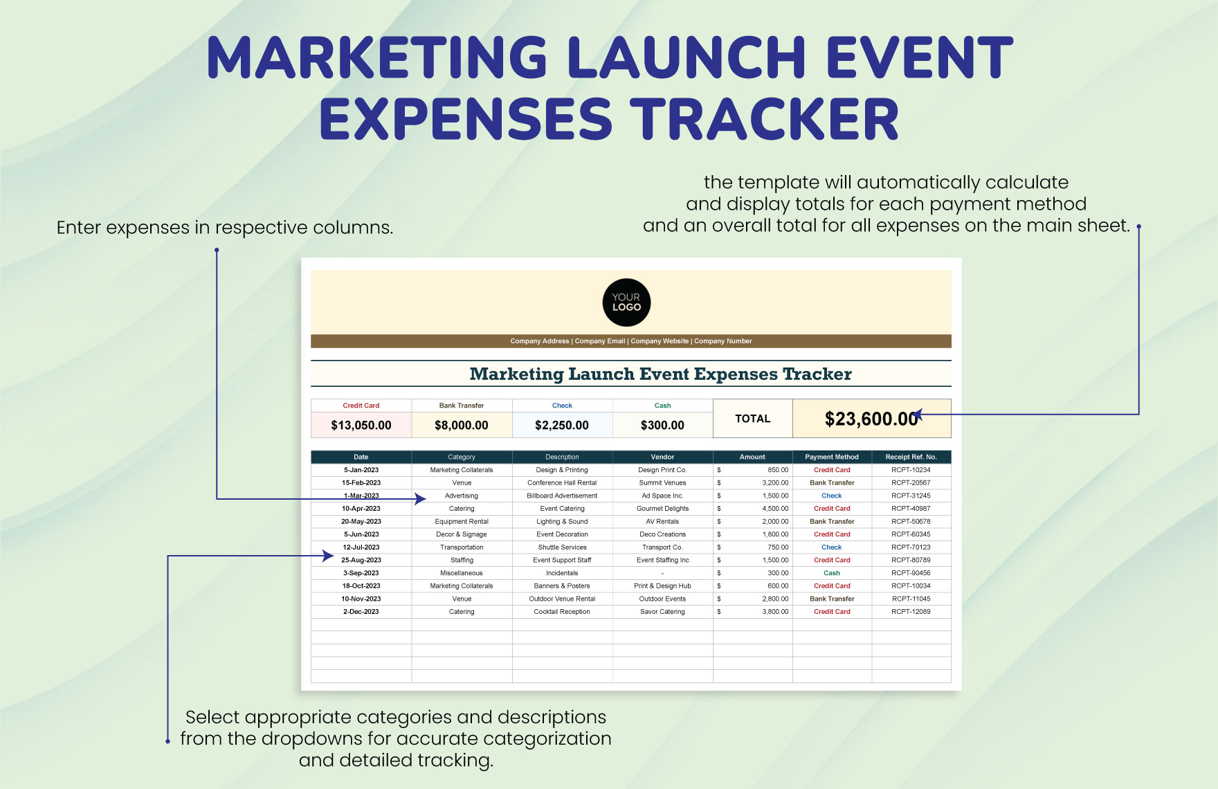 Marketing Launch Event Expenses Tracker Template